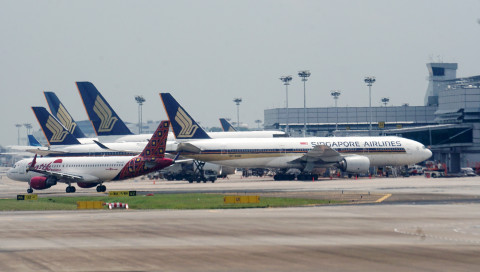 Pesawat Singapore Airlines di bandara Changi Singapura. Foto: Aditia Noviansyah/kumparan