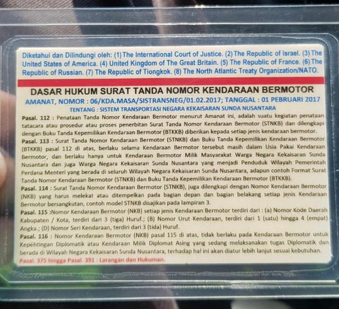 STNK Kekaisaran Sunda Nusantara. Foto: Dok. Istimewa