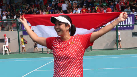 Petenis Indonesia Aldila Sutjiadi. Foto: ANTARA FOTO/Pelti/Dwi Ari Setyadi