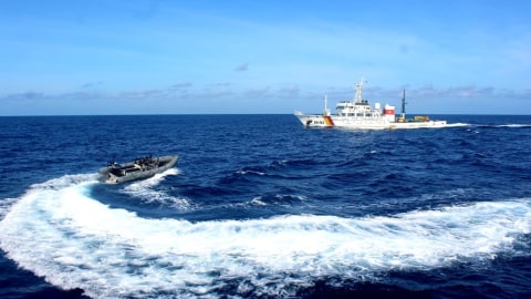 Kapal Pengawas (KP) Vietnam yang sempat bermanuver dengan TNI AL di Laut Natuna. Foto: Dok. KKP