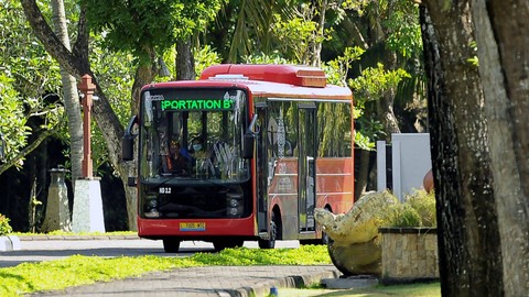 Foto: Uji Coba Bus Listrik untuk G20 di Nusa Dua, Bali
