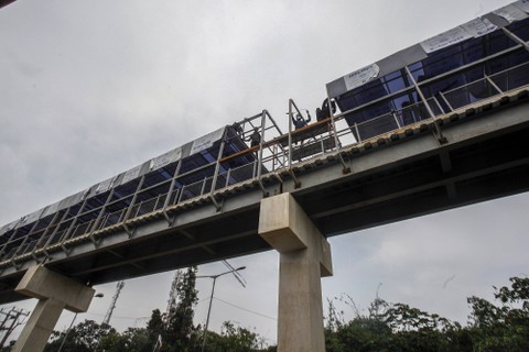 Foto: Proyek Pembangunan Skybridge di Bojonggede