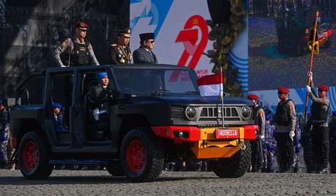 Foto: Prabowo Jadi Inspektur Upacara HUT ke-79 Bhayangkara