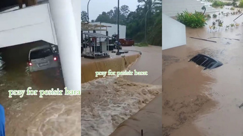 Banjir Bandang Terjang Pemkab Pesisir Barat Sejumlah Kendaraan Terendam