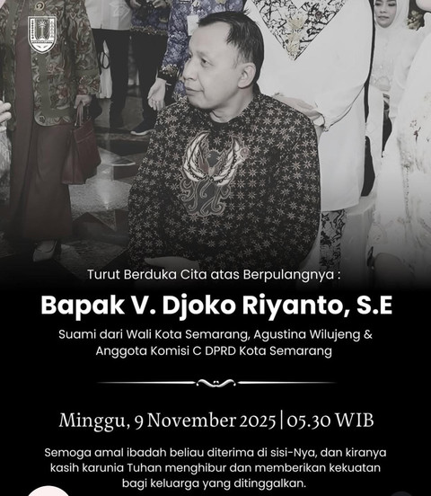 Djoko Riyanto, Suami Wali Kota Semarang, Meninggal Dunia
