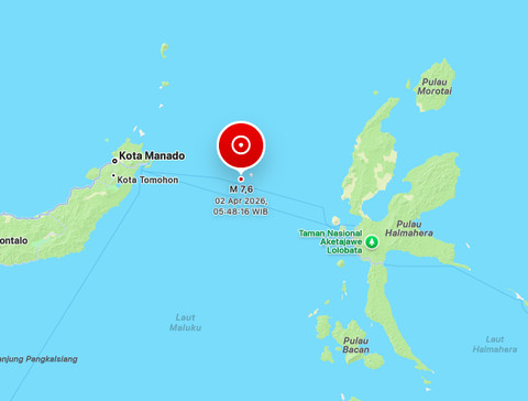 BMKG: Tsunami Terdeteksi di Minahasa Utara 0,75 M dan di Belang 0,68 M