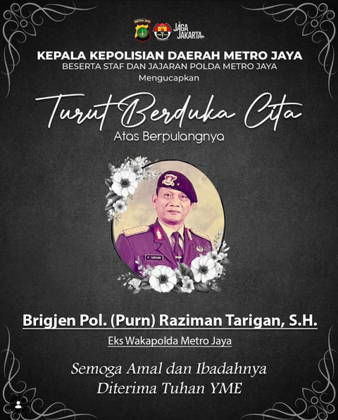 Eks Wakapolda Metro Jaya, Brigjen Raziman Tarigan, Meninggal Kecelakaan di Medan