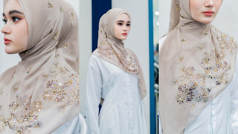 Tampil Glamor dengan Hijab Bertabur Swarovski dari Bawal Exclusive