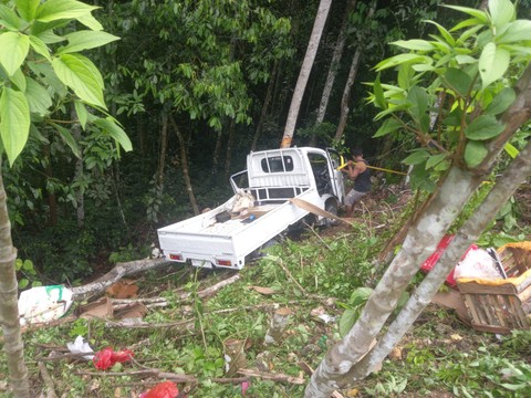 Mobil Pick Up di Halteng Masuk Jurang, 5 Orang Luka-luka