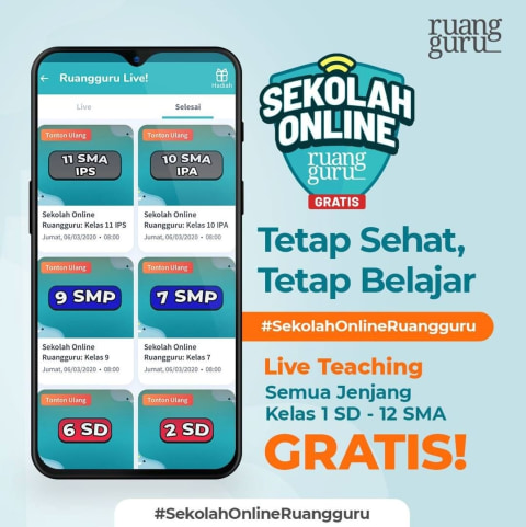 Sekolah Tutup Karena Virus Corona Ruangguru Buka Kelas Online