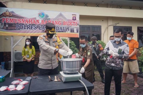 Polres Lamandau Musnahkan Barang Bukti 1,7 Kg Sabu