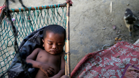 Pengungsi Rohingya di Kyaukpyu Rakhine. Foto: REUTERS/Soe Zeya Tun