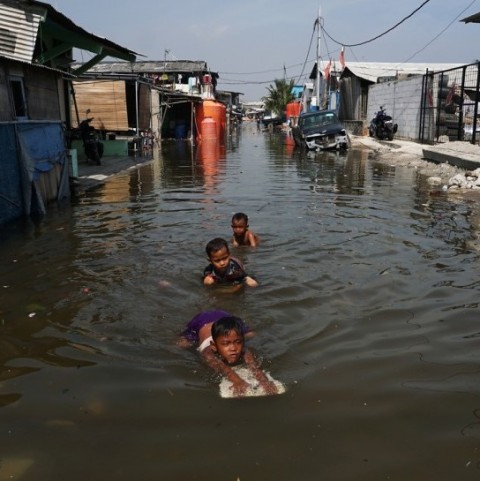 Ilustrasi banjir rob yang menenggelamkan rumah warga. Foto: Aditia Noviansyah/kumparan