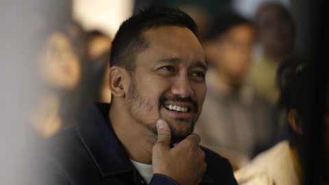 Aktor Tora Sudiro saat hadir di acara Wrangler True Wanderer di kawasan TB Simatupang, Jakarta. Foto: Ronny