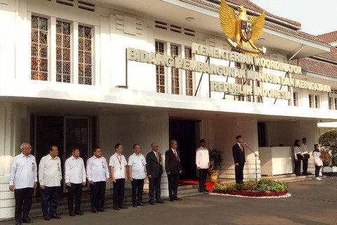 Upacara peringatan hari Sumpah Pemuda ke-91 di Kemenko PMK. Foto: Aprilandika Pratama/kumparan