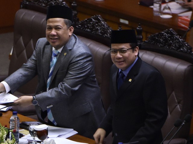 Fahri Hamzah dan Taufik Kurniawan saat sidang paripurna (Foto: Puspa Perwitasari)