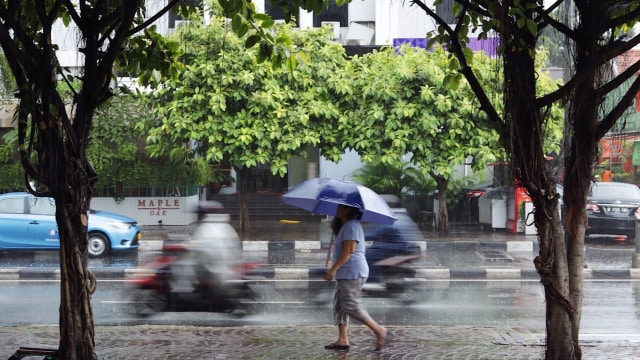 Kawasan Menteng, Jakarta yang diguyur hujan (Foto: Fanny Kusumawardhani/kumparan)
