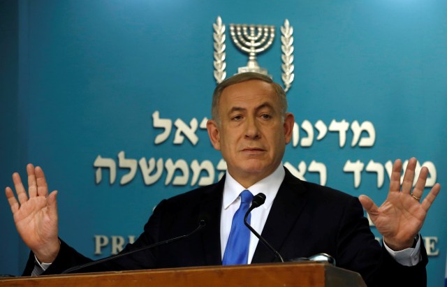 PM Israel Benjamin Netanyahu pidato di kantornya Foto: Baz Ratner/Reuters