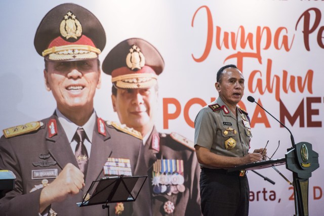 Irjen M Iriawan memaparkan laporan tahunan. (Foto: Antara/ M Agung Rajasa)