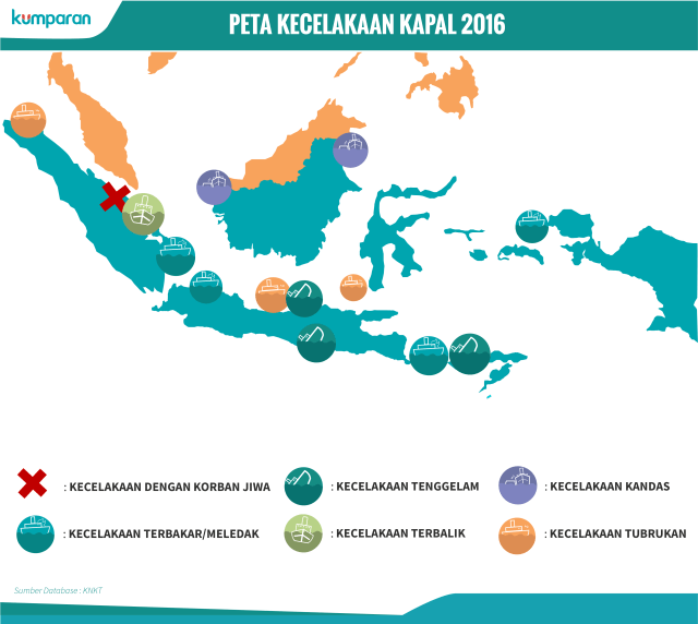 Peta Kecelakaan Kapal Selama 2016 (Foto: Faisal Nu'man/kumparan)