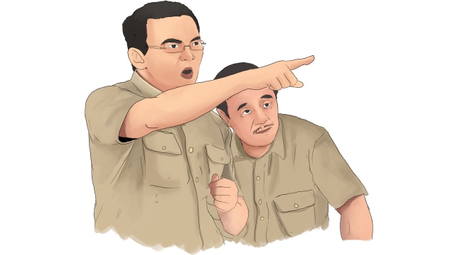 Ilustrasi Ahok-Djarot dalam berdebat. (Foto: Muhammad Faisal/kumparan)