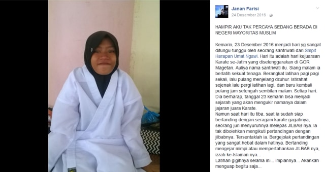 Screen capture Facebook Janan Farisi. (Foto: Facebook/Janan Farisi)