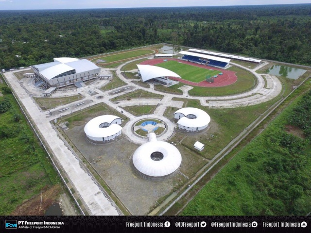 Proyek Mimika Sport Complex di Papua. (Foto: Twitter @IDFreeport)
