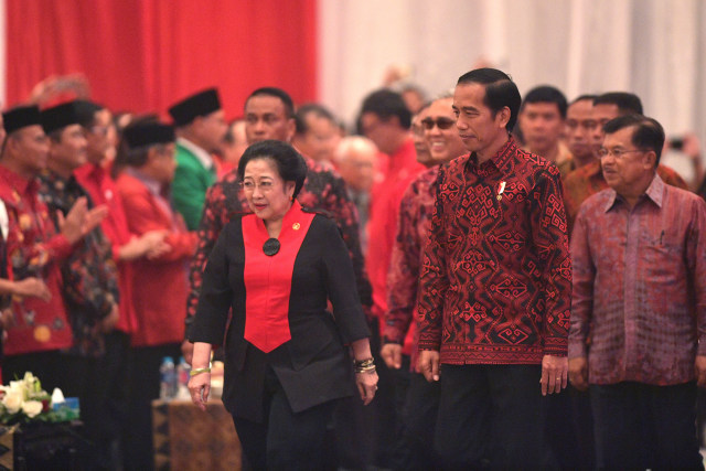 Presiden Jokowi dan Megawati di HUT PDIP (Foto: Widodo S. Jusuf/Antara Foto)