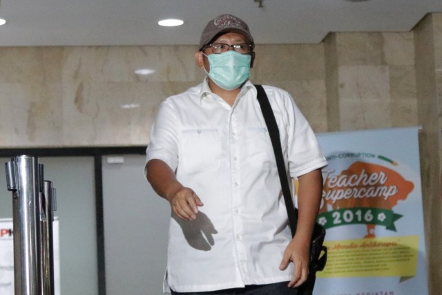 Anas Urbaningrum seusai diperika di KPK. (Foto: Fanny Kusumawardhani/kumparan)