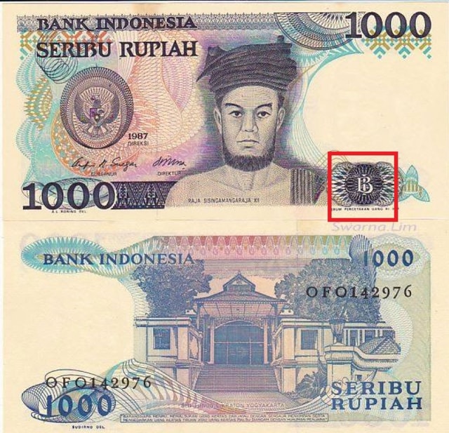 Logo BI di rupiah tahun 1987 (Foto: Facebook/ Inspirasi Kehidupan)