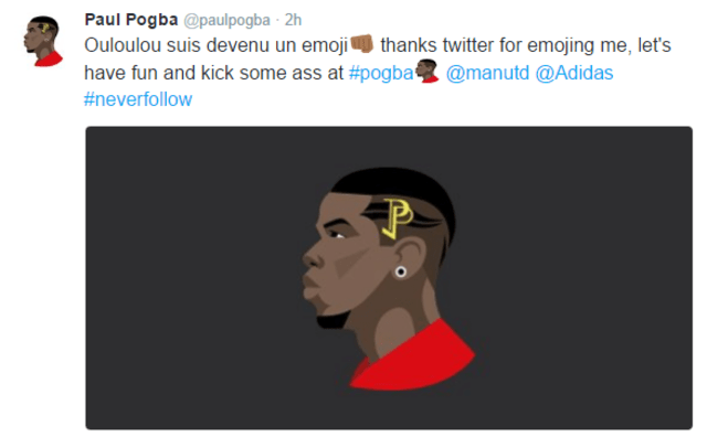 Tweet dan emoticon Paul Pogba (Foto: Twitter/ @paulpogba)