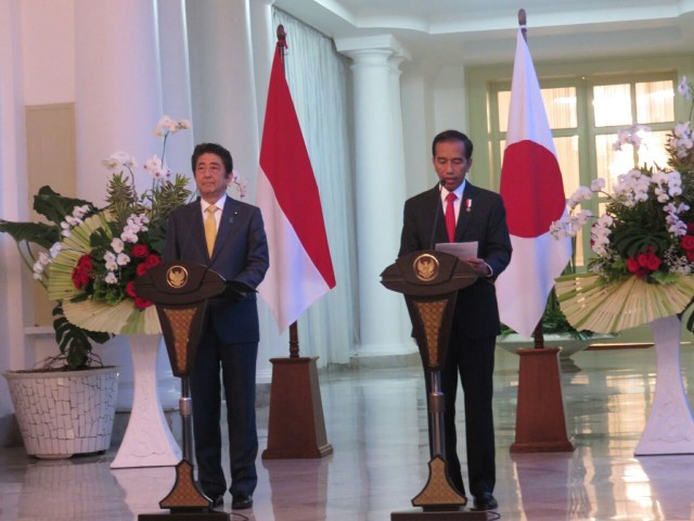 Jokowi pidato dalam kunjungan kenegaraan Jepang. Foto: Yudhistira Amran Saleh/kumparan