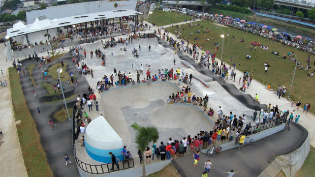 Kenampakan Kalijodo Skatepark dari udara. (Foto: Aditia Noviansyah/kumparan)