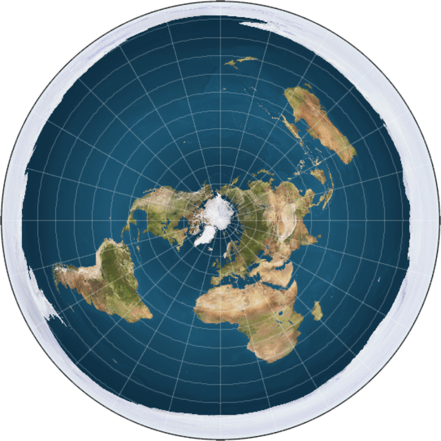 Ilustrasi bumi datar dengan kutub selatan di tepi. (Foto: Wikimedia Commons)