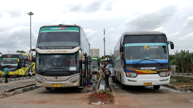 Tinggi bus tingkat dibanding bus reguler (Foto: Fanny Kusumawardhani/kumparan)