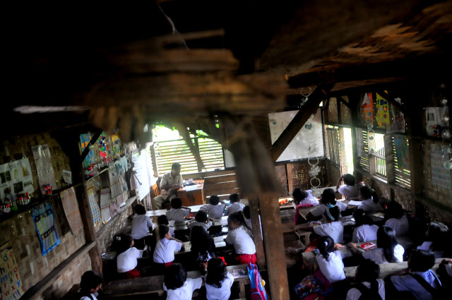 Kelas 1 dan 2 berada di bangunan hibah warga (Foto: Yulius Satria Wijaya/antara)