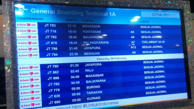 Jadwal keberangkatan Lion Air (Foto: Istimewa)