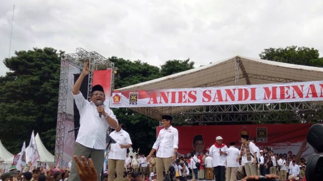 Sohibul Iman Presiden PKS di kampenye Anies-Sandi. (Foto: Wandha Hidayat/kumparan)