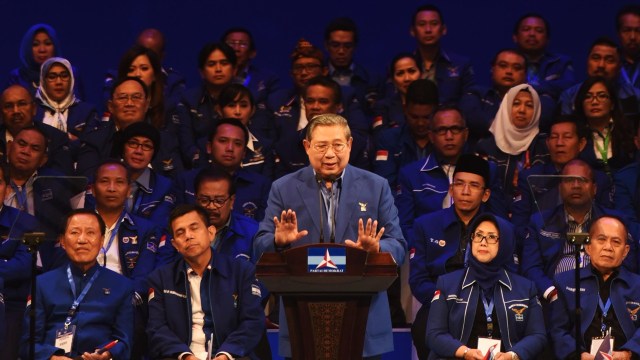 SBY menyampaikan pidato politik (Foto: Akbar Nugroho Gumay/Antara)