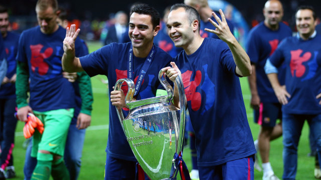 Xaviesta, duo maut Barcelona. (Foto: Paul Gilham/Getty Images)