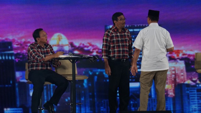 Ahok, Djarot dan Anies. (Foto: Aditia Noviansyah/kumparan)