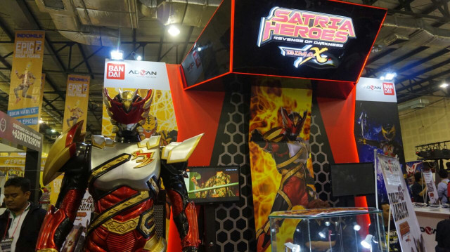 Superhero Bima X ramaikan acara pameran. (Foto: Niken Anggun/kumparan)