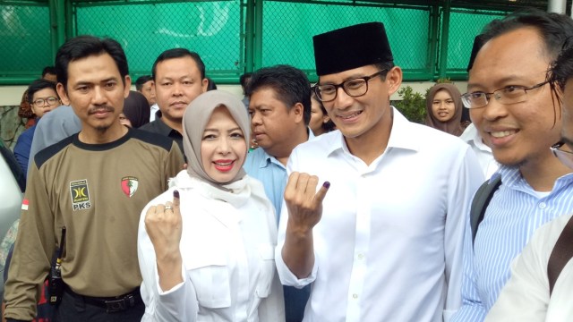 Sandiaga Uno dan Nur Asia. (Foto: Akbar Ramadhan/kumparan)