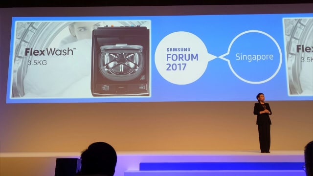 Teknologi FlexWash pada mesin cuci baru Samsung. (Foto: Aditya Panji/kumparan)