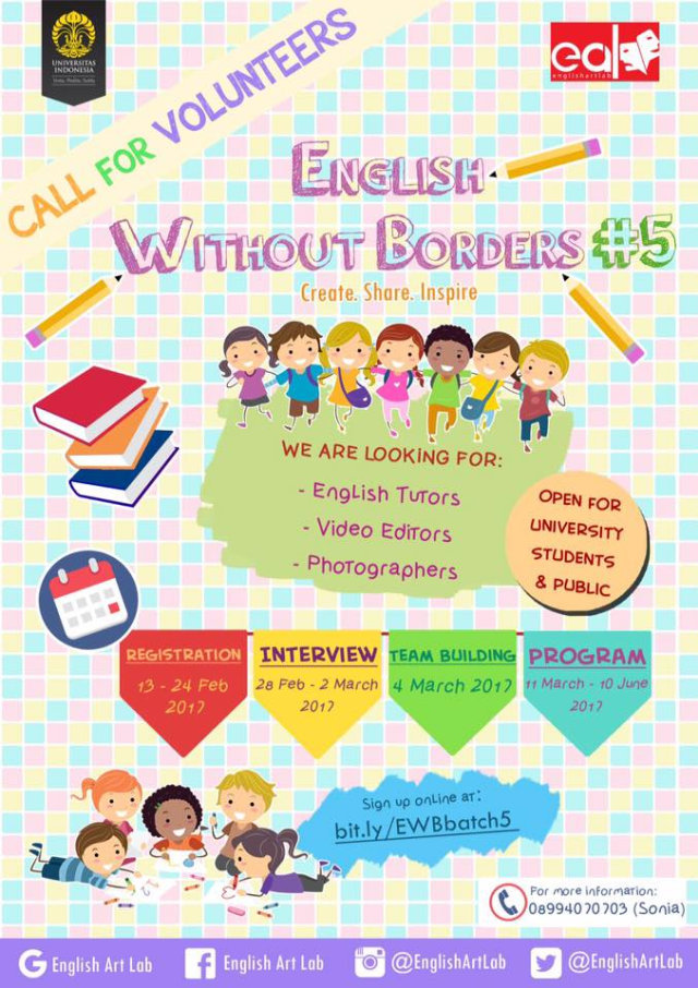 ENGLISH WITHOUT BORDERS 5: CALL FOR VOLUNTEERS