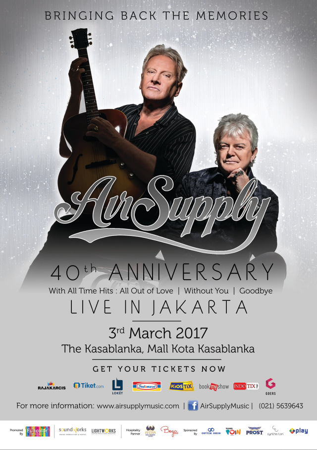 Air Supply akan hadir ke Jakarta (Foto: Dok. helmisugarapromotions.com)