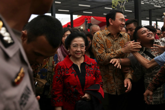 Megawati dan Ahok di peresmian Taman Kalijodo. (Foto: Fanny Kusumawardhani/kumparan)