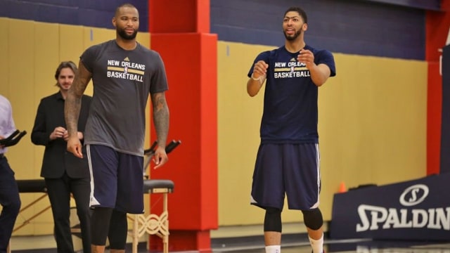 Cousins dan Davis saat berlatih bersama. (Foto: Twitter: NBA.Stats)