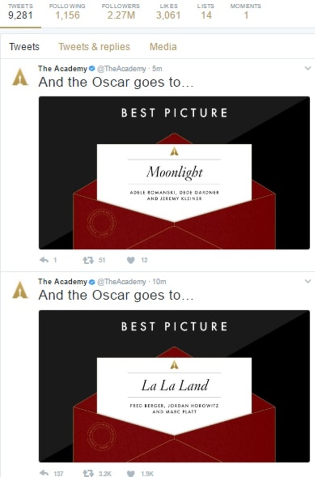 Tweet The Academy untuk Best Picture (Foto: Twitter)