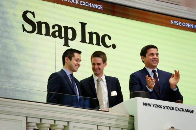 Snap resmi melaksanakan IPO, Kamis (2/3) waktu AS. (Foto: Lucas Jackson/Reuters)